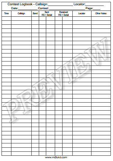 ham radio logbook layout