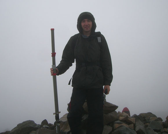John, M0UKD on the highest point in England, Scafell Pike.
