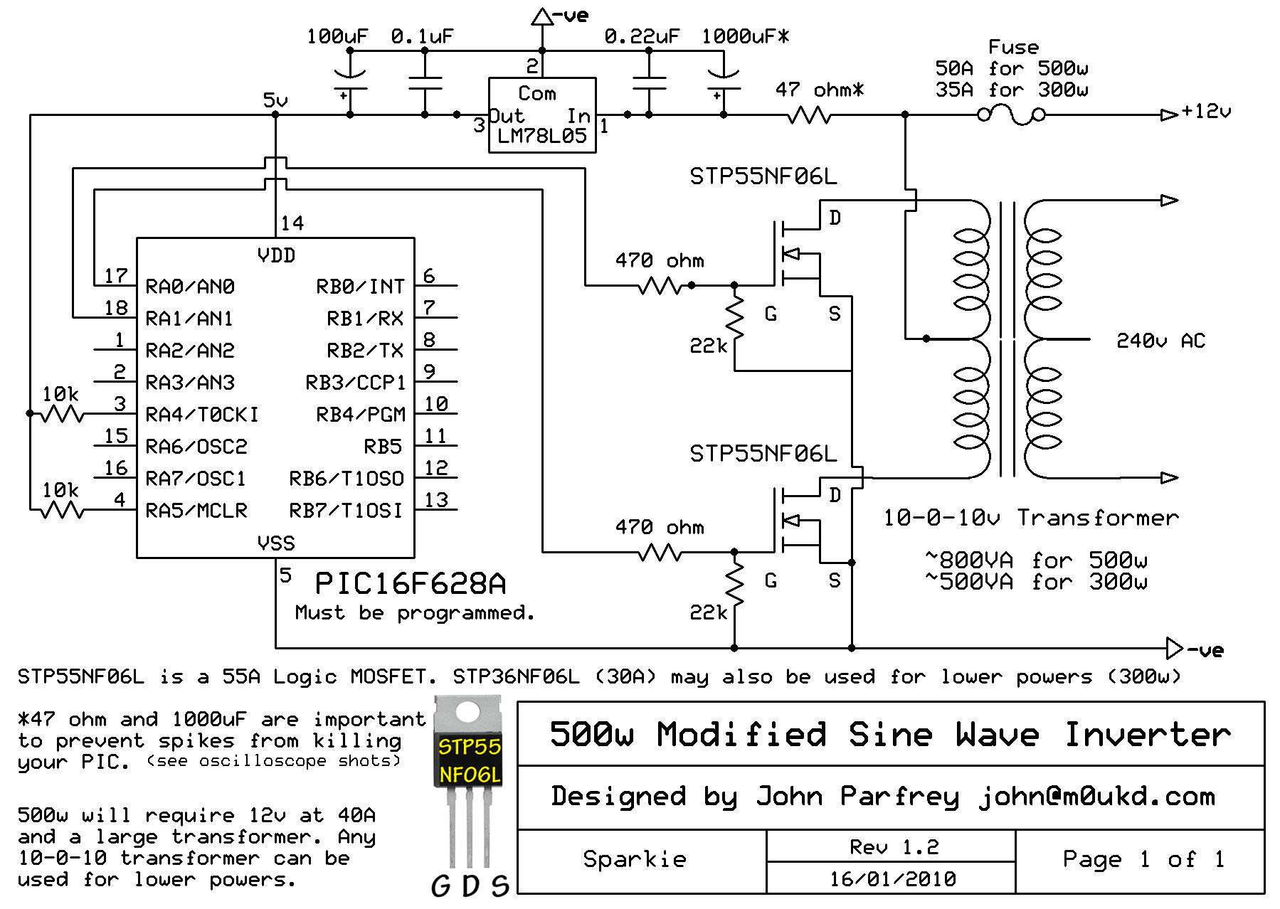 PIC controlled 500w ‘Modified Sine Wave’ Inverter – M0UKD ... 5000 watts amplifier schematic diagrams 